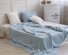 комплект плед с косами (180*220) и 2 наволочки (50*50) св. голубой в Якутске