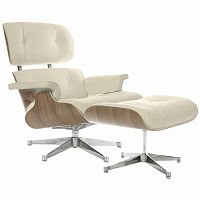 кресло eames style lounge chair & ottoman кремовое в Якутске