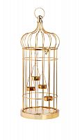 подсвечник-фонарь золотой на 4 свечи клетка shabby, 58 см в Якутске
