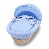 колыбель-переноска gift wicker moses basket натуральная, голубое белье в Якутске