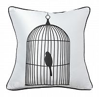 подушка с птичкой в клетке birdie in a cage white в Якутске