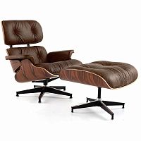 кресло eames style lounge chair & ottoman premium коричневое в Якутске