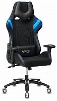 игровое кресло бюрократ бюрократ viking 4 aero, обивка: искусственная кожа, цвет: иск.кожа черная/ткань черная 26-28/сетка синяя(tw-10)-голубая(tw-55)-серая(tw-12) в Якутске