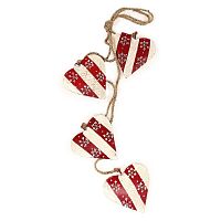 гирлянда новогодняя подвесная сердца в красную полоску со снежинками christmas hearts, 60 см в Якутске