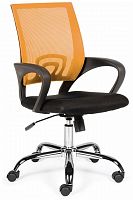 кресло компьютерное спринг(orange - black) база хром / оранжевая сетка / черная ткань в Якутске