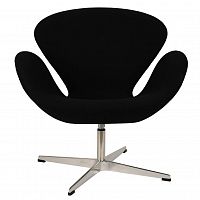 кресло arne jacobsen style swan chair черная шерсть в Якутске