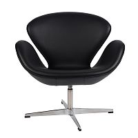 кресло arne jacobsen style swan chair черное в Якутске