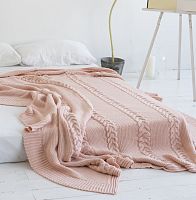 комплект плед с косами (180*220) и 2 наволочки (50*50) св. персик в Якутске