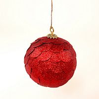 шар новогодний красный с блестящими чешуйками paper ball, 10 см в Якутске