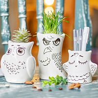 горшки для растений eco совы, 3 шт в Якутске