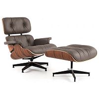 кресло eames style lounge chair кожа коричневое в Якутске