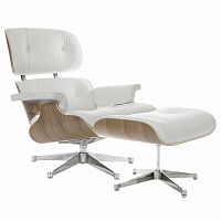 кресло eames style lounge chair & ottoman белое в Якутске