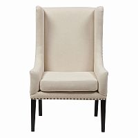 кресло мягкое с ушами белое nailhead fabric armchair в Якутске