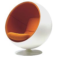 кресло eero ball chair бело-оранжевое в Якутске