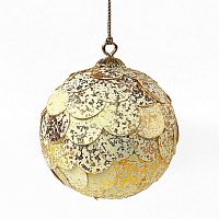 шар новогодний золотой с мраморными чешуйками paper ball, 10 см в Якутске