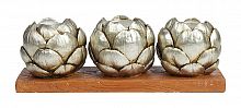 подсвечник сеербряный на 3 свечи на подставке шишки fir cone, 28 см в Якутске