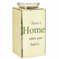 подсвечник деревянный бежевый со стеклом дом там, где сердце provence white, 18 см в Якутске