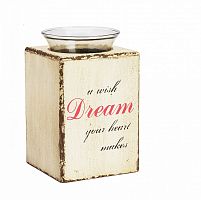 подсвечник деревянный бежевый со стеклом мечта твоего сердца provence cream, 15 см в Якутске