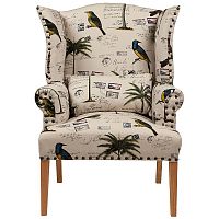 кресло мягкое с ушами quinn tufted armchair бежевое с рисунком в Якутске