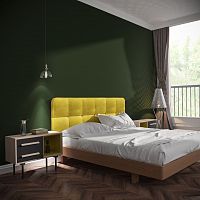 кровать двуспальная с мягким изголовьем 180x200 желтая tube в Якутске