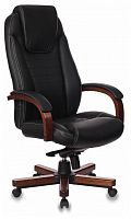 кресло для руководителя бюрократ бюрократ t-9923 walnut, обивка: натуральная кожа, цвет: кожа (black) в Якутске
