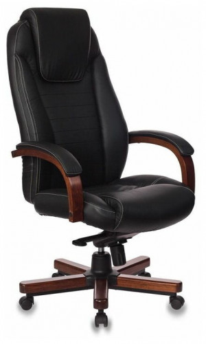 кресло для руководителя бюрократ бюрократ t-9923 walnut, обивка: натуральная кожа, цвет: кожа (black) в Якутске